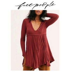 Free People Womens Birdie Henley Top Size Small